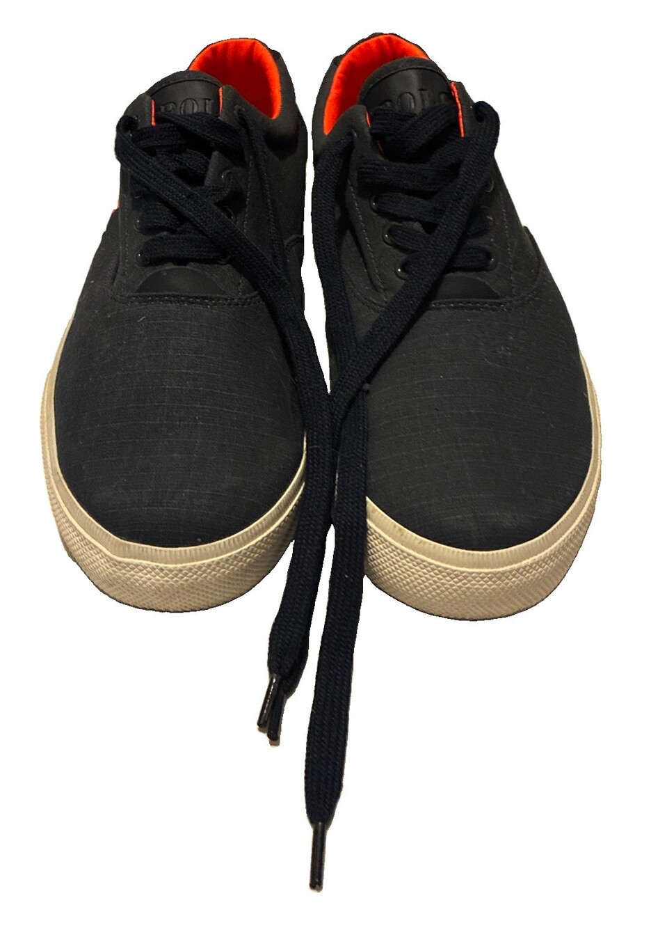 Polo Sneakers Ralph Lauren "Vaughn" Lace Up Blue/Orange 12D Canvas Boat Shoes